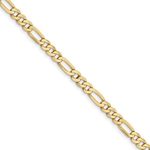 4.75mm, 14k Yellow Gold, Flat Figaro Chain Necklace, 22 Inch - Picture 1 of 8